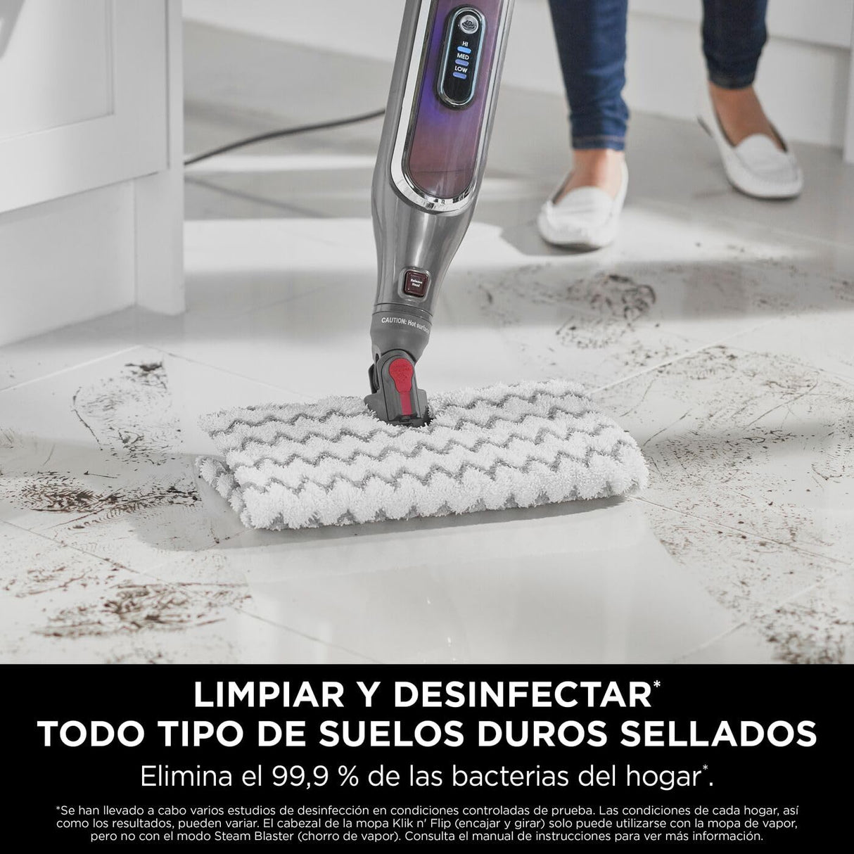 Shark Mopa de vapor automática [S6003EU] Klik N’ Flip, Steam Blast, Dirt Grip, 3 Controles inteligentes de vapor directo, Burdeos/ Gris Acero