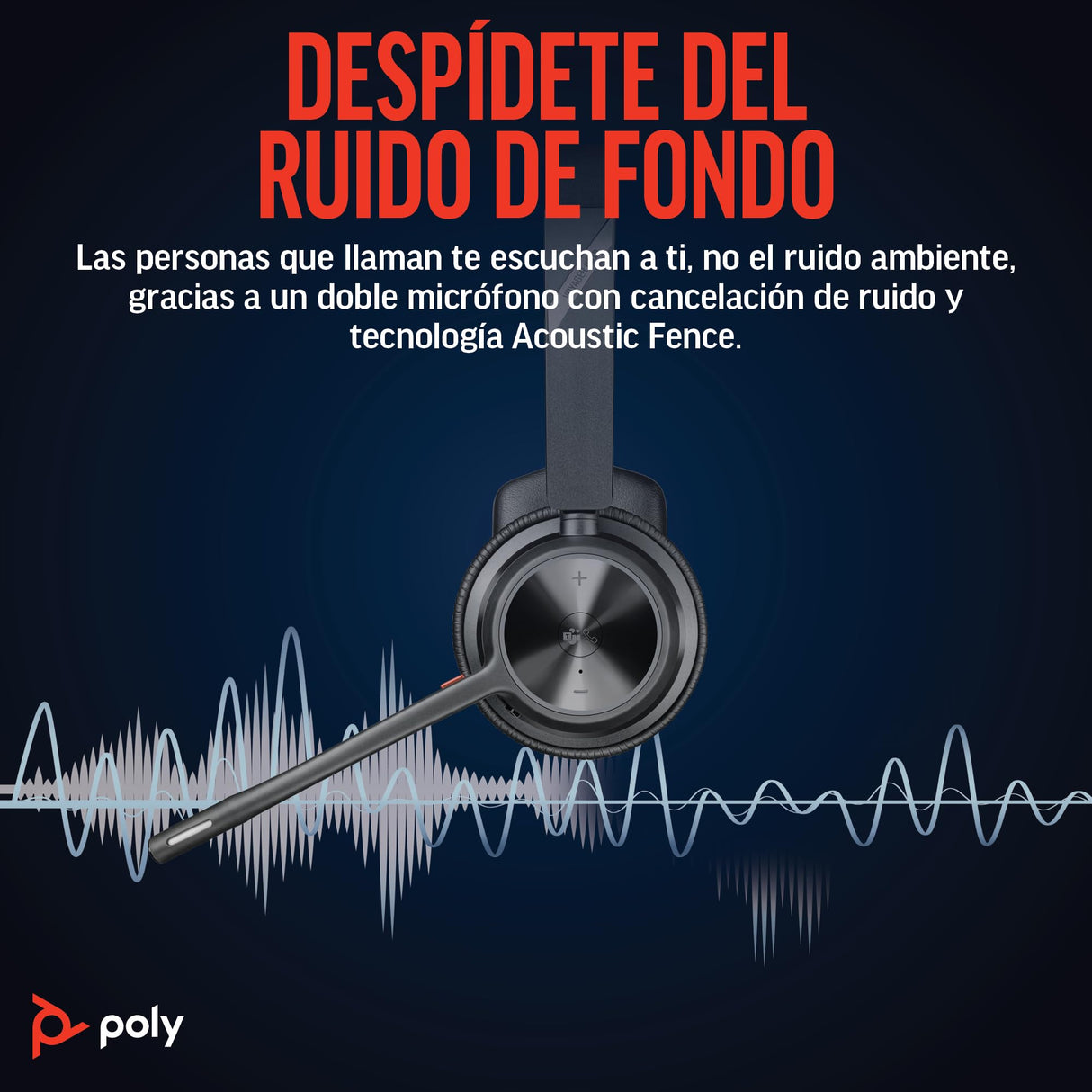 Auricular inalámbrico Poly Voyager 4310 UC - Auricular Bluetooth de un oído y micrófono de brazo con cancelación de ruido - Conexión Bluetooth a PC/Mac/teléfono móvil - Funciona con Teams, Zoom y más