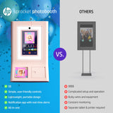 HP Sprocket Photobooth Impresora de Fotos 3x4” (Rosa) – 250+ Marcos, impresión en Papel Zink, Wi-Fi, luz LED, Pantalla táctil & App móvil.