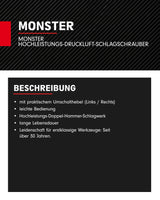 KS Tools 515.3785 Atornillador de impacto neumático de alta potencia de 3/4" MONSTER, 1690 Nm