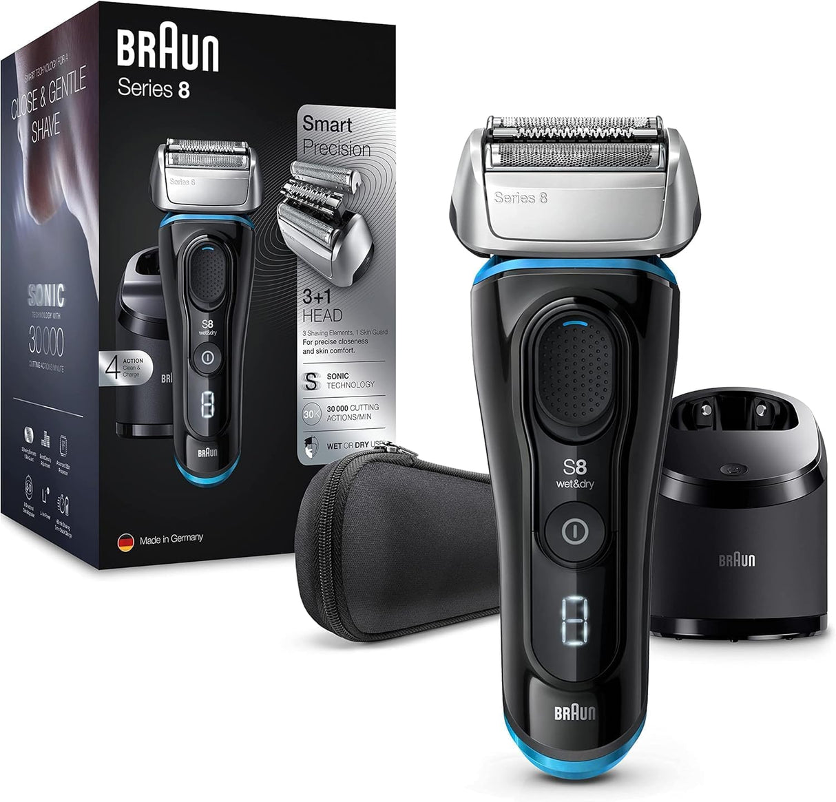 Braun Series 8 8385 CC, Afeitadora Eléctrica para Hombre, Negro, Pack de 1