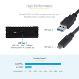 StarTech.com USB-C 10Gbps to M.2 NVMe or M.2 SATA SSD Enclosure -, W126322503 (M.2 SATA SSD Enclosure - Portable External M.2 PCIe/SATA NGFF SSD Aluminum Case - USB Type-C & USB-A)