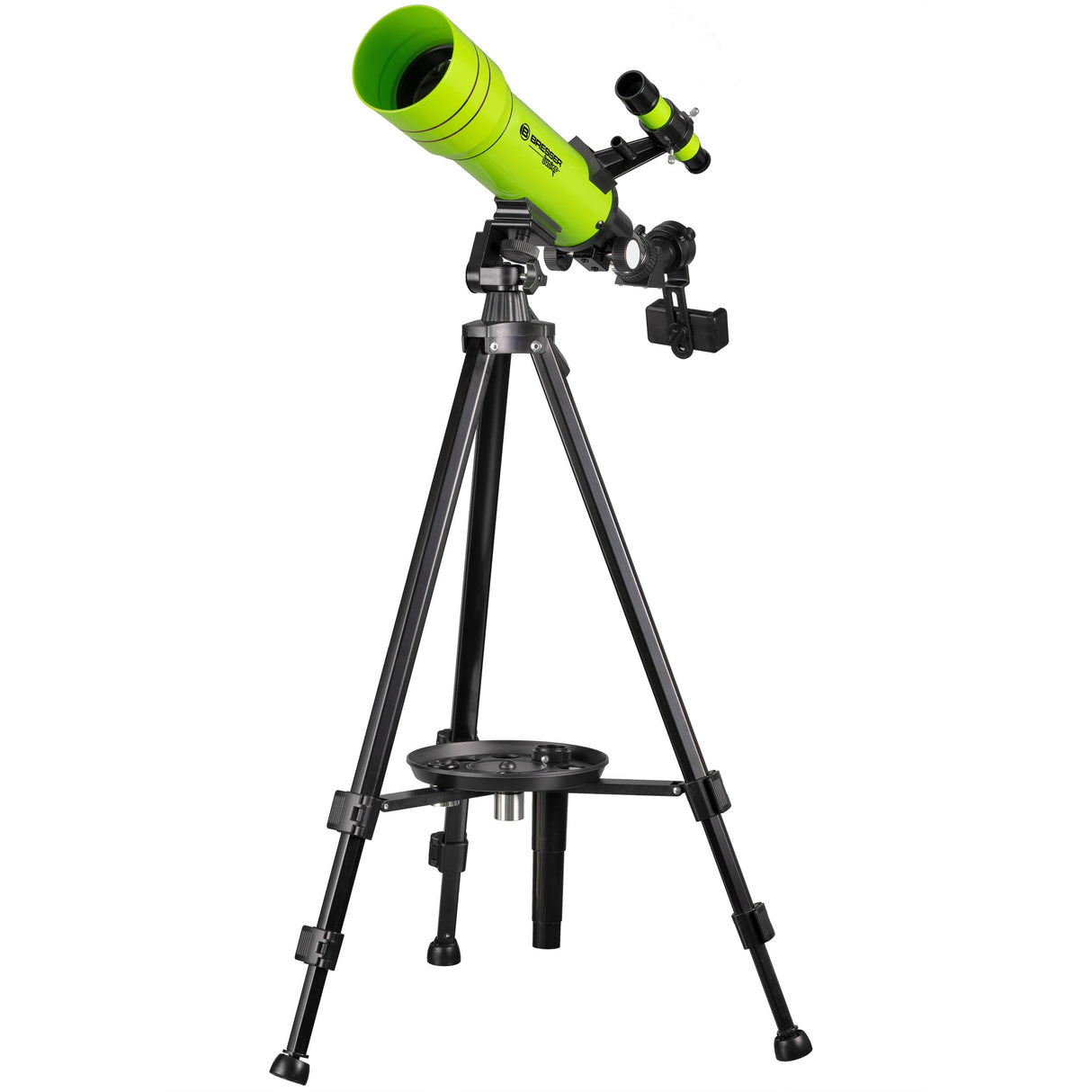 Bresser telescopio astronómico Refractor de Viaje para niños y Principiantes 70/400 Montura AZ con trípode, Adaptador para móvil, Mochila Verde