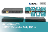 DIGITUS DS-55508 Extensor HDMI (HDBaseT) - UHD 4K/60 Hz - 120 m mediante cable LAN (HDBaseT 100 m) - Set: Emisor y Receptor - Loop-Out, IR Infrarrojos, Audio, RS232 - HDCP 2.2/1.4 & HDBaseT 1.0