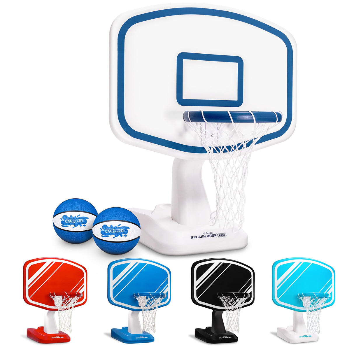 GoSports Splash Hoop - Juego de Baloncesto para Piscina, Incluye aro de Baloncesto acuático Junto a la Piscina, 2 Pelotas y Bomba, Elige tu Estilo