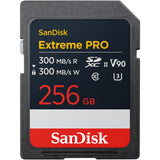 SanDisk Extreme Pro 256 GB SDXC Tarjeta, UHS-II, Velocidad de Lectura con hasta 300 MB/s, Velocidad de Escritura 300 MB/s, V90, Grabación de vídeo en 8K cinematográfica