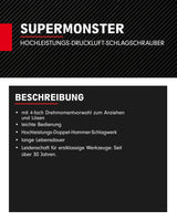 KS Tools 515.3260 Atornillador de impacto neumático de alta potencia de 3/4" superMONSTER, 3405 Nm, 504 mm