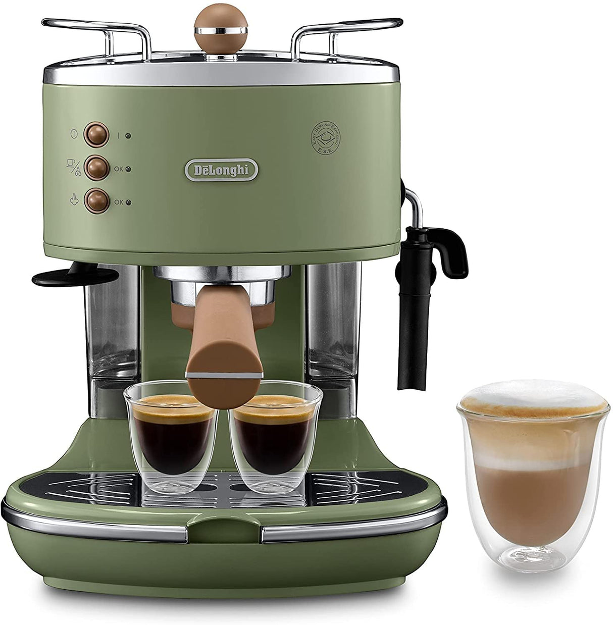 DeLonghi ECOV 311.GR Cafetera automática independiente, 1100 W, 1,4 L, 15 bares, acero inoxidable, verde
