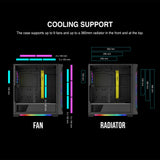 GAMDIAS Athena P1 ATX - Carcasa para PC para Juegos de Torre Media con Vidrio Templado y excelente diseño de Flujo de Aire y 4 Ventiladores ARGB de 120 mm, Soporte Superior y Frontal AIO de 360 mm y