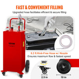 VEVOR Contenedor de combustible de 30 galones, tanque de almacenamiento de gas y 4 ruedas, con bomba de transferencia manual, contenedor de combustible diésel de gasolina para automóviles, cortadoras
