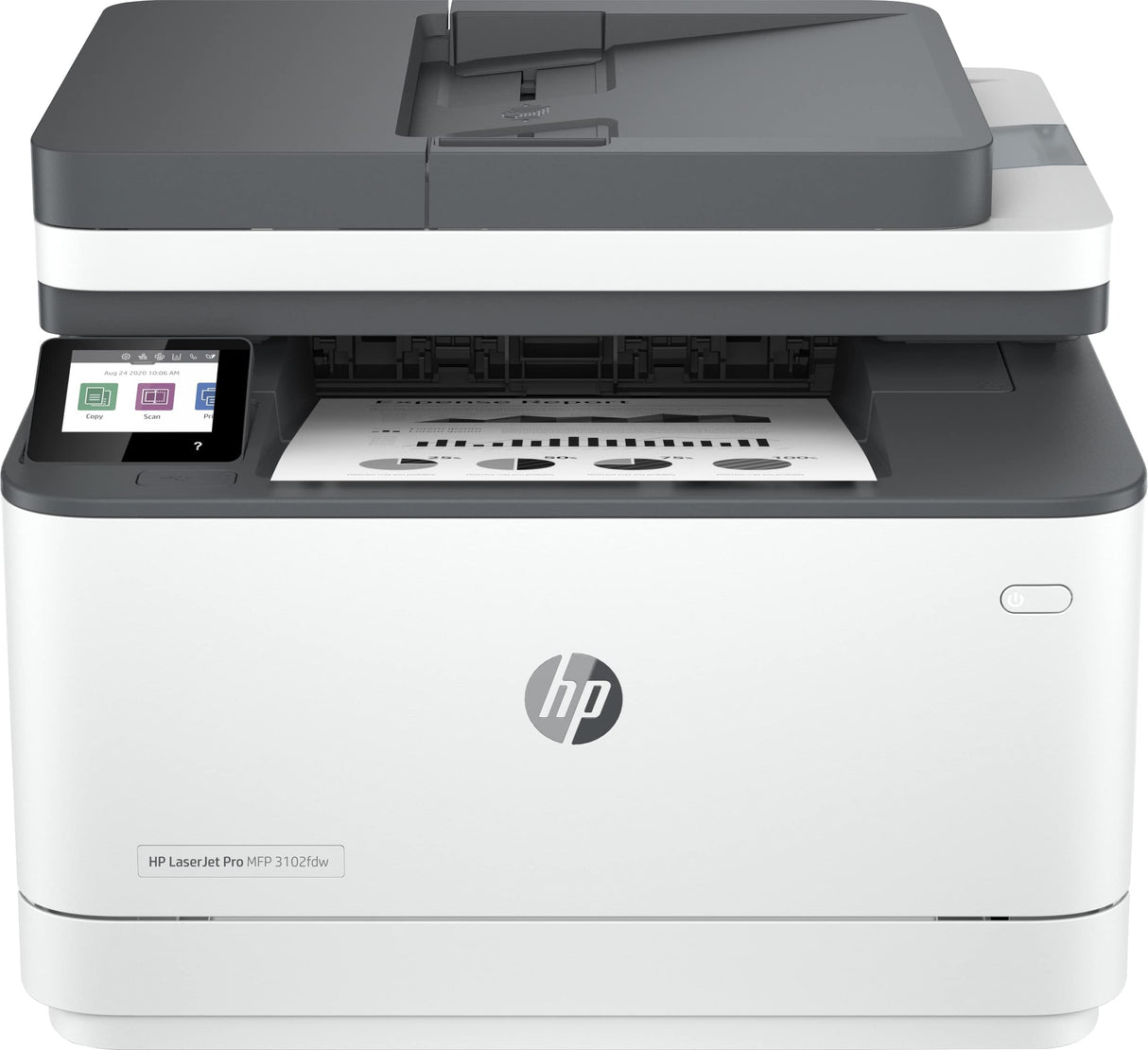 HP LaserJet Pro 3102fdw 3G630F, Impresora Láser A4 Multifunción Monocromo a doble cara automática, Escaner, Copiadora, Fax (33ppm, Wi-Fi, Procesador 800MHz, Memoria 512MB, HP Smart App) Blanca y Gris
