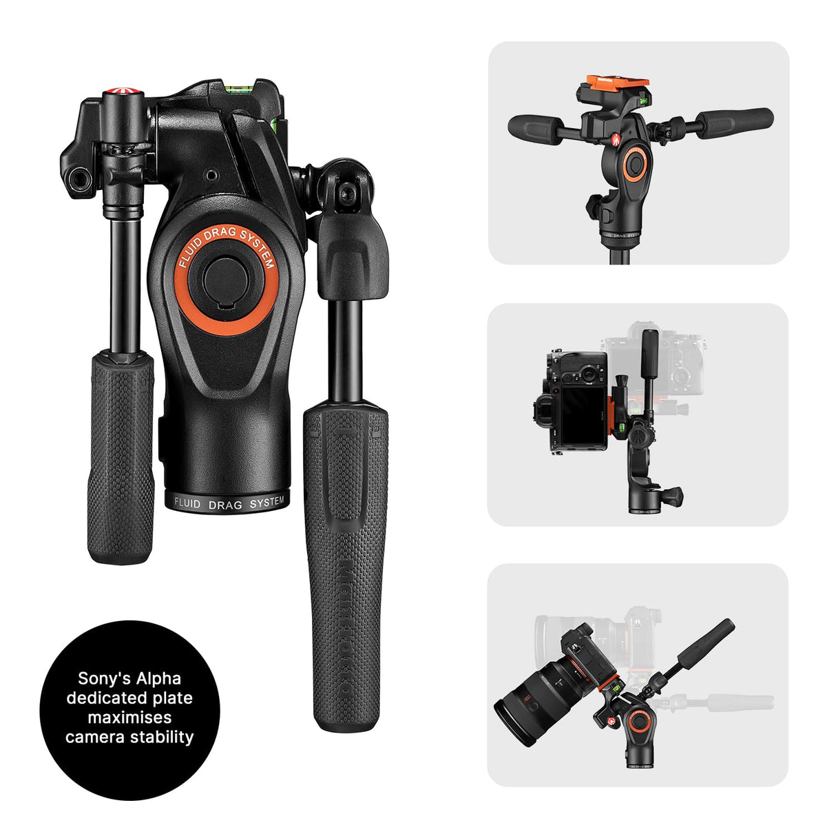 Manfrotto Befree 3-Way Live Advanced Diseñado para Cámaras Alpha Sony, Trípode de Viaje en Aluminio, Bloqueo por Palanca, Rótula Fluida de 3 Vías, Foto y Vídeo, Carga hasta 6 kg, Bolsa de Transporte