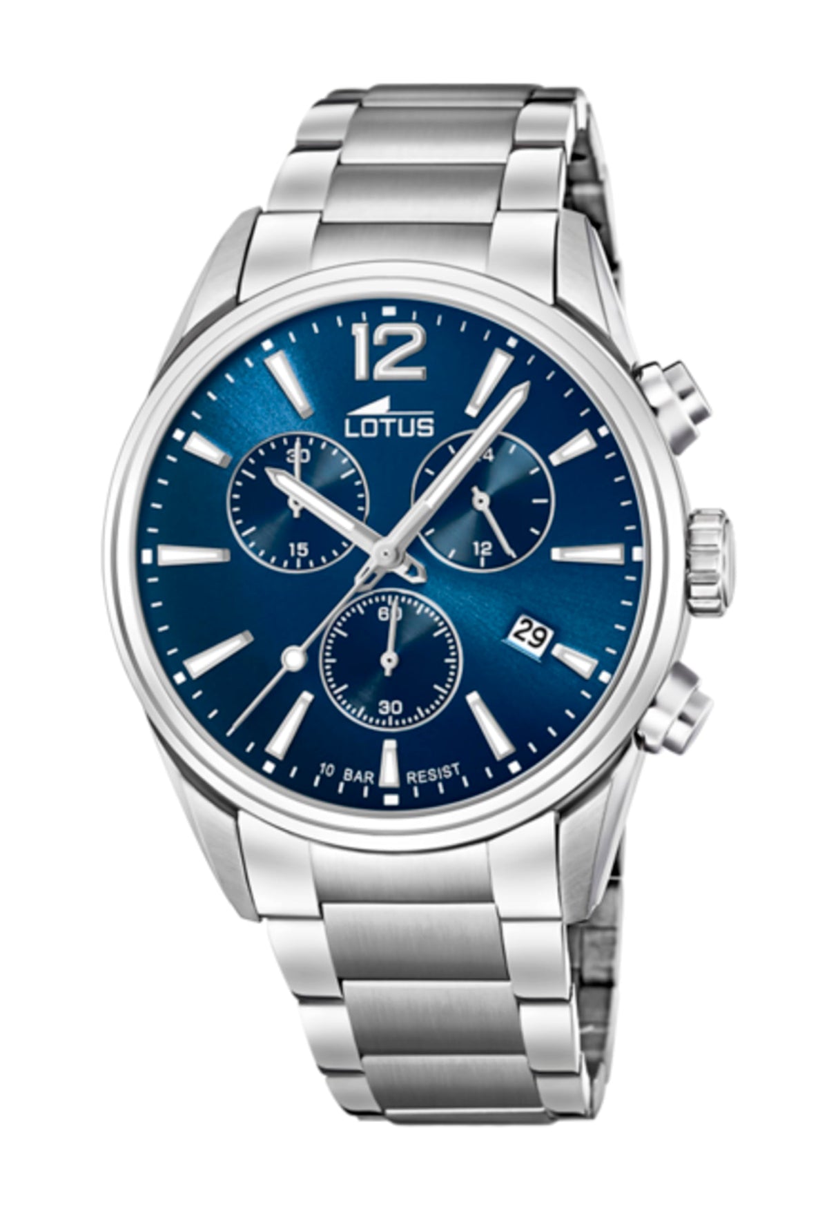 Lotus Reloj Hombre 18690/1 Chrono Caja de Acero Inoxidable 316l Plateado Correa de Acero Inoxidable 316l Plateado