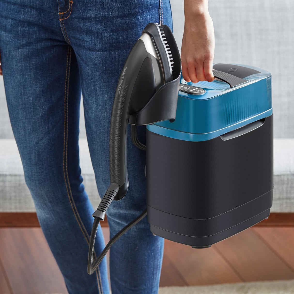 TEFAL Sistema de planchado IXEO POWER QT2022, 3 Posiciones Smart Board, Presión 5,8 bar, Tecnología de Vapor de Alta Presión, Negro