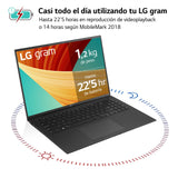 LG gram 16Z90R-E.AD78B Ordenador Portátil 16 Pulgadas, Intel Core i7, 32GB RAM, 1TB SSD, NVIDIA RTX3050 4GB, Panel IPS antirreflejo, WQXGA, 1.29 kg, 22.5 Horas, Windows 11 Home, Negro, Teclado QWERTY