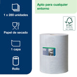 Tork 530237 Paño de limpieza industrial ultrarresistente Premium / 1 capa/Papel multiuso compatible con los sistemas W1, W2 y W3 / 1 bobina x 60,8 m de largo/color azul