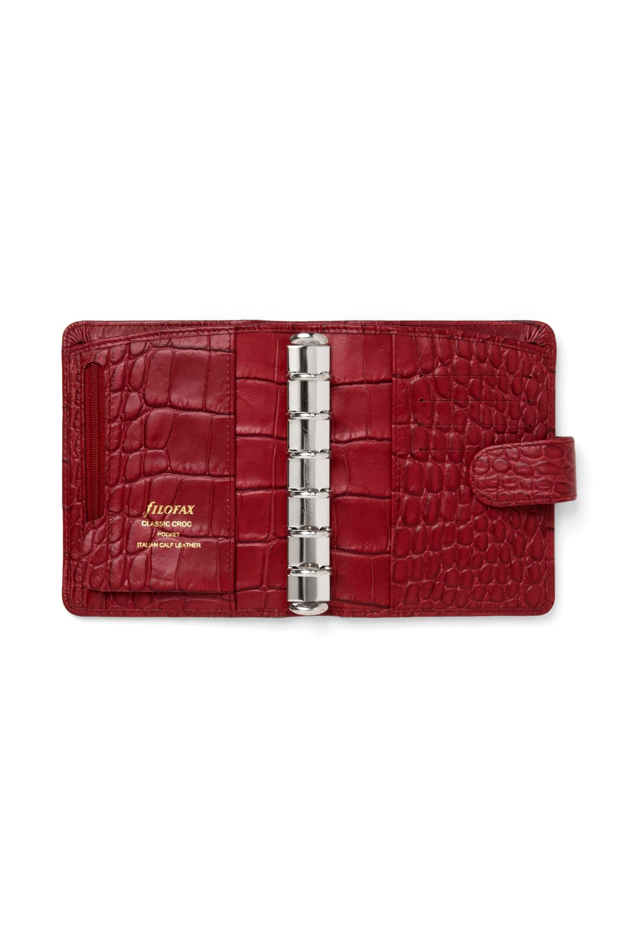 Filofax Pocket Classic - Organizador de cocodrilo, color cereza