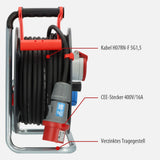 Brennenstuhl Garant CEE 1 V2 IP44 Carrete de Cable (CEE con Cable de 30 m en Negro, Fabricado en Alemania, Uso Permanente para Exteriores IP44)