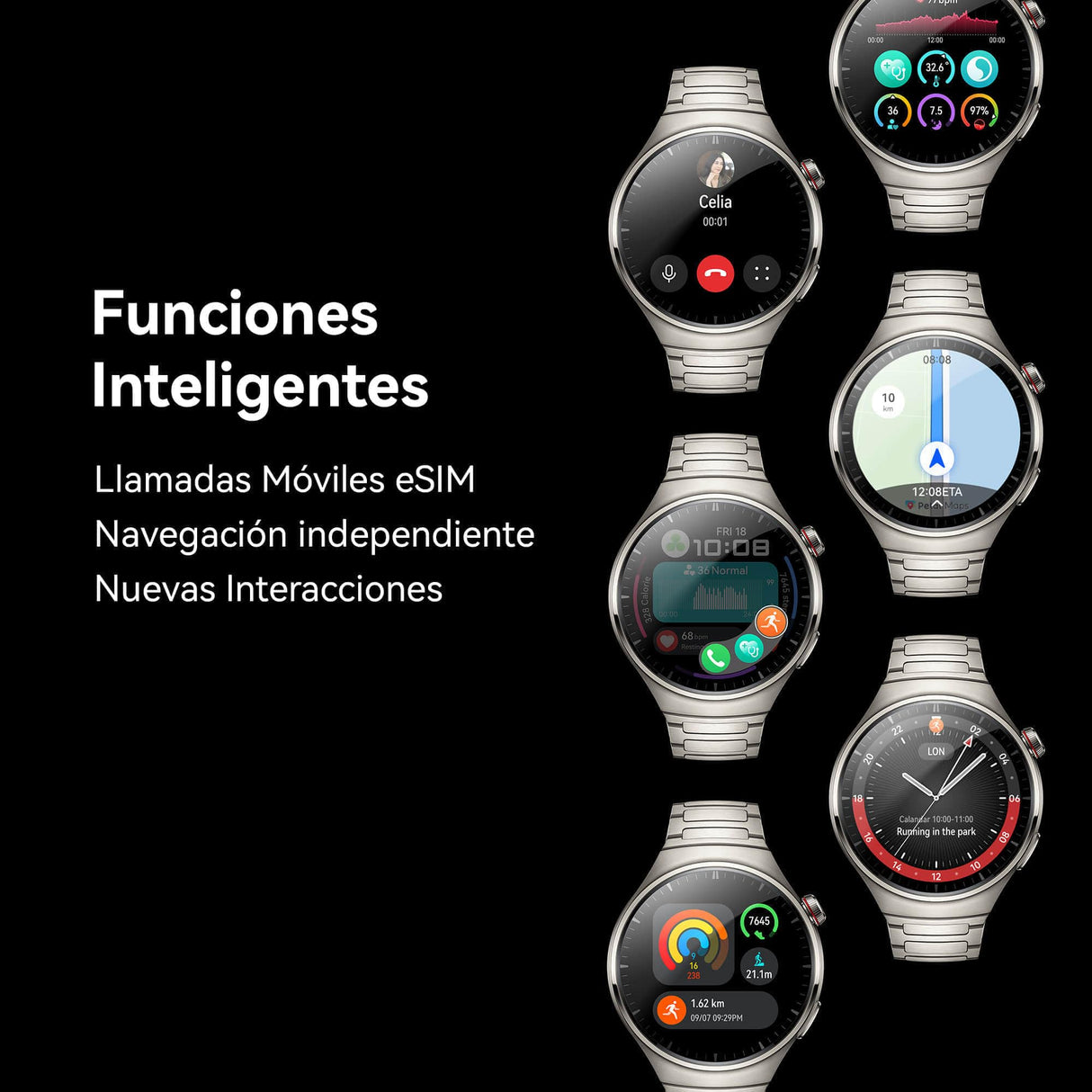 HUAWEI Watch 4 Pro Smartwatch, Cristal Curvo 3D, Controla Tu Salud, Llamadas Móviles Esim, Otras Interacciones, duración de Batería hasta 21 días, Compatible con Android e iOS, Titanio
