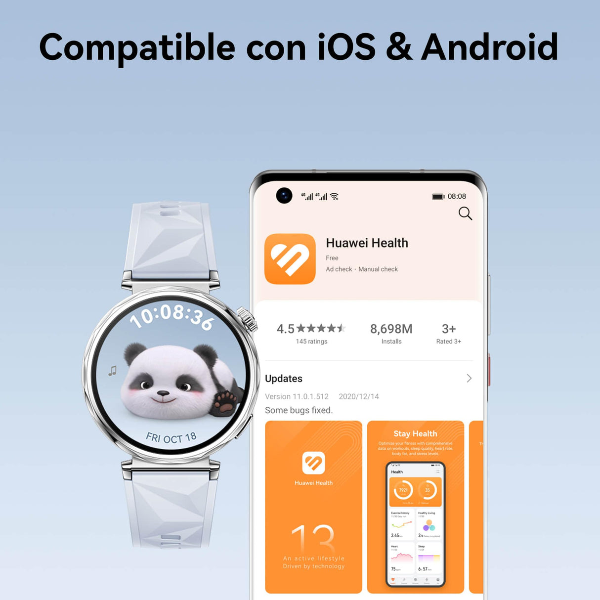 HUAWEI Watch GT 5 46mm Smartwatch, Silueta con Diseño Sofisticado, Nueva Experiencia Running y Ciclismo, Pago NFC, Seguimiento de Salud, 14 Días de Duración de la Batería, iOS & Android, Negro