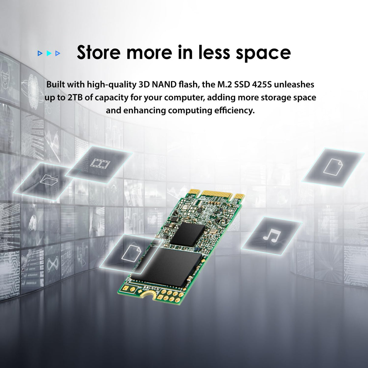 Transcend SSD 425S 2TB 42mm SATA III SSD Interno 3D NAND para Actualización de Portátil/Escritorio - TS2TMTS425S