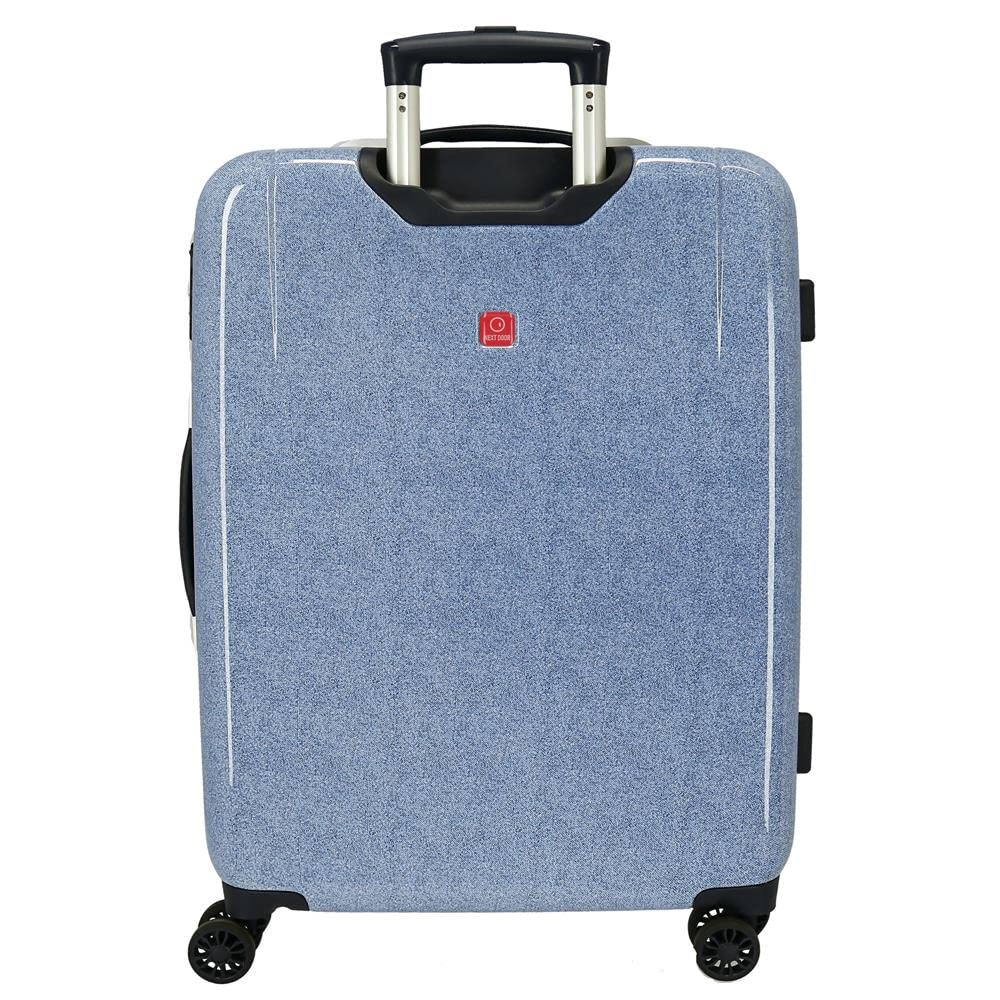 Marvel Spiderman Denim Juego de maletas Azul 55/68 cms Rígida ABS Cierre de combinación lateral 104L 6 kgs 4 Ruedas Dobles Equipaje de Mano