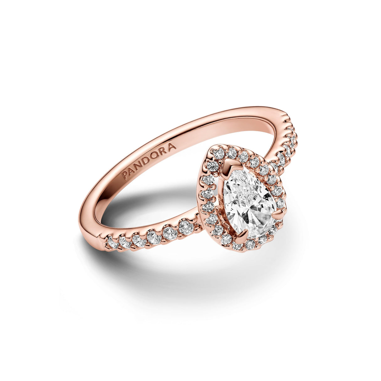 Pandora Timeless Anillo chapado en oro rosa de 14 quilates con circonitas cúbicas transparentes, talla 54