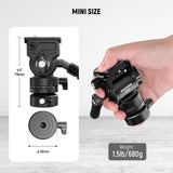 NEEWER Cabezal Fluido para Trípode con Base Niveladora de +/-7° (φ48mm), Soporte de Cabezal de Video Mini Pan Tilt Metal con Placa QR Tipo Arca, Mango Telescópico para Cámara Video Cámara DSLR, GM35