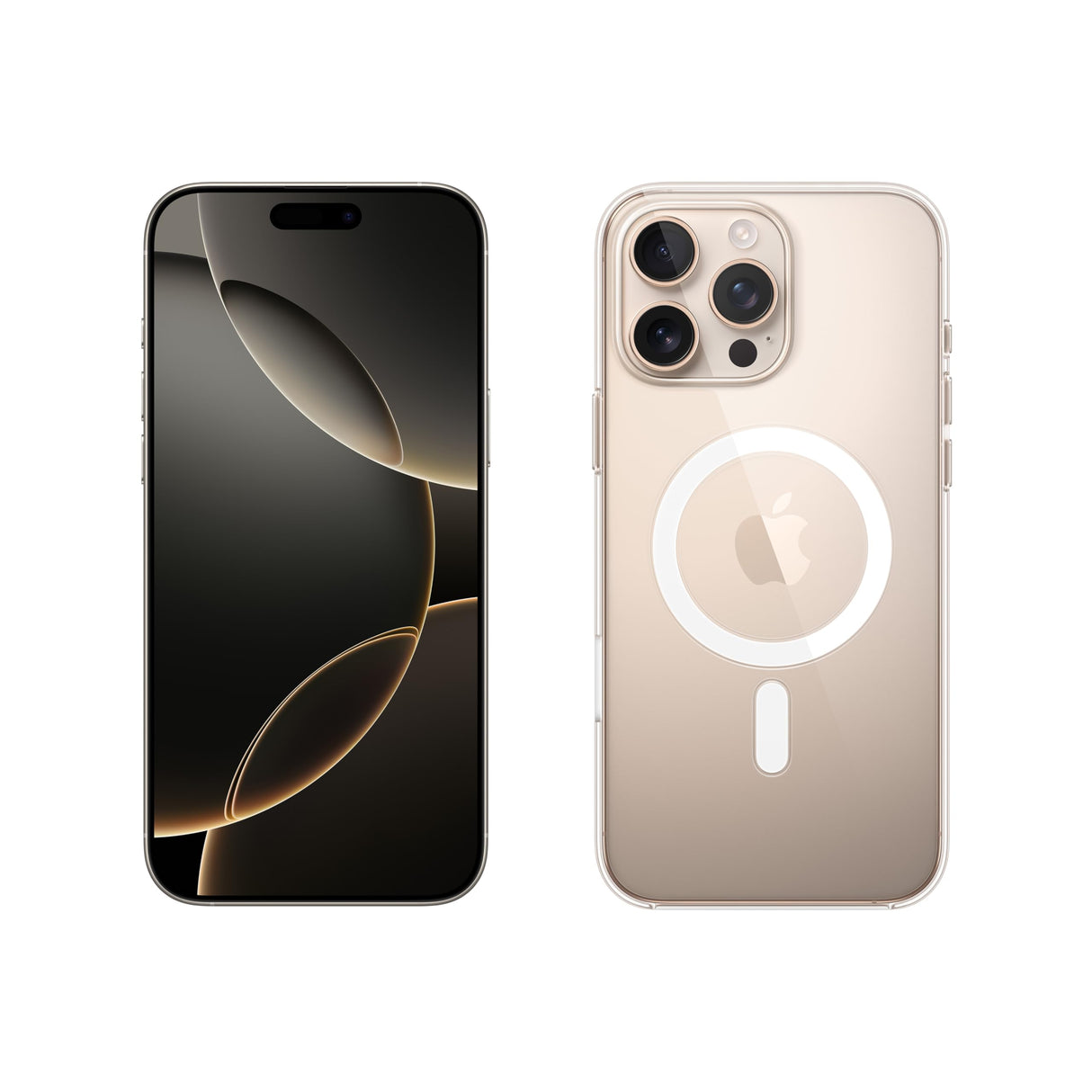 Apple iPhone 16 Pro MAX (1 TB) - Titanio Color Desierto + Funda Transparente con MagSafe