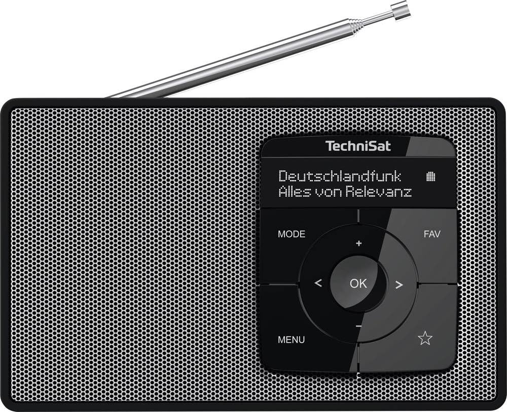 TechniSat DIGITRADIO 2 - Radio portátil Dab+/FM con batería (con transmisión de Audio Bluetooth, función Despertador, Pantalla OLED, Conector para Auriculares, Altavoz 1 W RMS) Negro-Plata