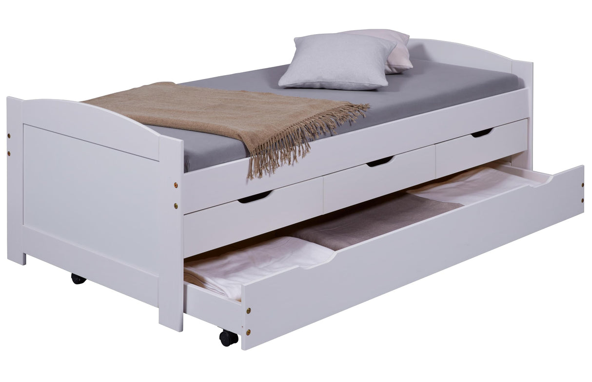 Inter Link Cama Infantil Madera Maciza Orgánica Pintada Natural 90x200 cm, Blanco