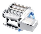 Imperia Electric Línea Clásica. Máquina de pasta eléctrica. Made in Italy. Máquina de pasta fresca en acero con motor eléctrico 220v. Laminadora eléctrica para lasagne, tagliolini, fettuccine. (Plata)
