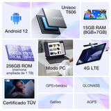 DOOGEE T10 Pro Tablet 10,1 Pulgadas FHD+ con 15GB RAM + 256GB ROM (Ampliable 1TB), Batería de 8580mAh, Octa-Core Android 12 Tablet con Dual 4G LTE, WiFi 2,4/5G, TÜV-Certificado, 13MP + 8MP, Rosa