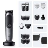 Braun Recortadora Todo En Uno Series 7 AIO7585, Kit De Styling 18en1 Para Barba, Pelo, Orejas, Nariz y Cuerpo, 120 Min De Autonomía, Cortapelos Hombre Con Lámina Ultra Afilada, Gris