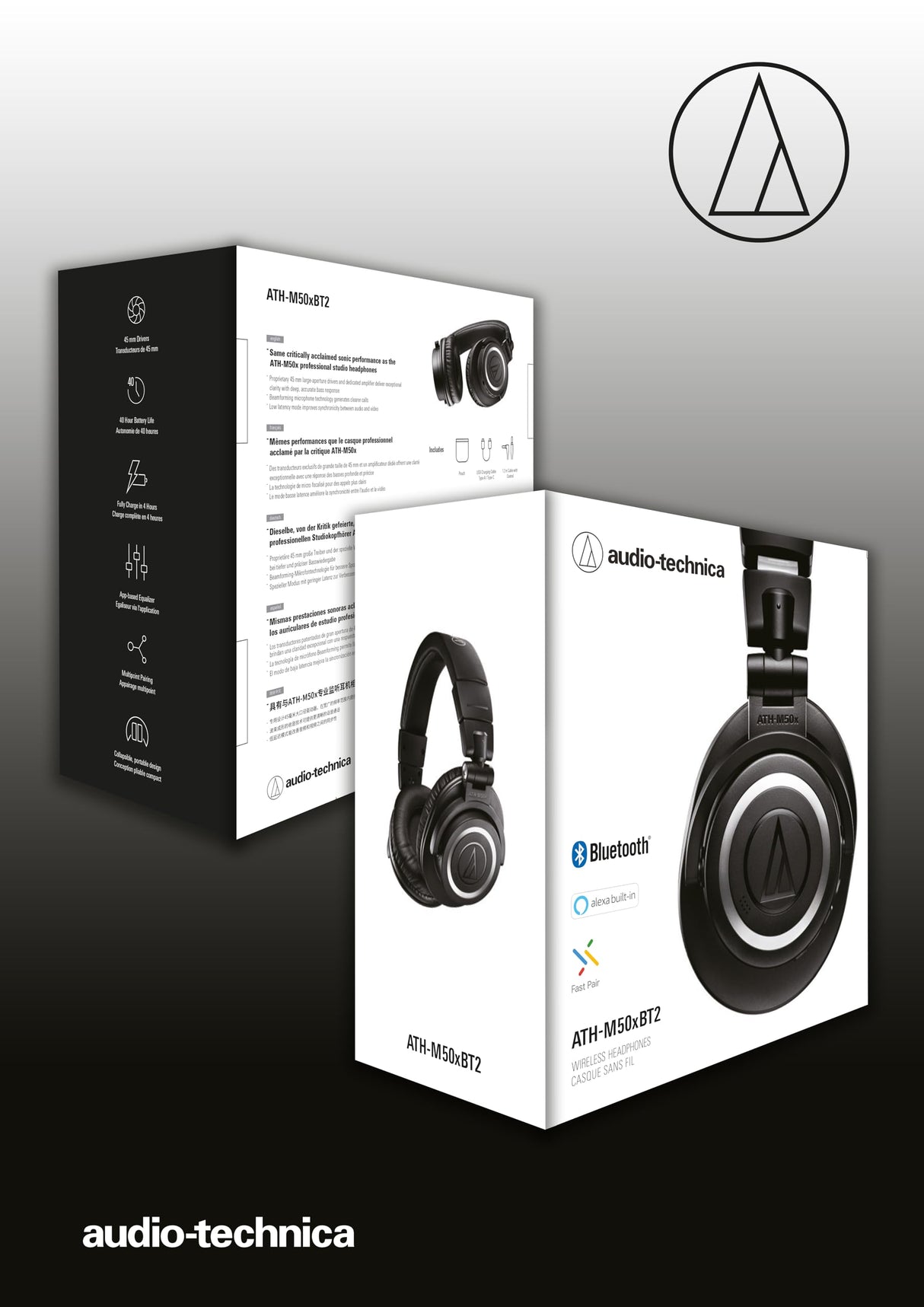 Audio-Technica M50xBT2 Auriculares Inalámbricos Negro