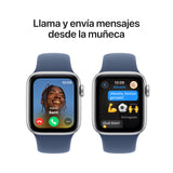 Apple Watch SE de 2.ª generación GPS Smartwatch con Caja de Aluminio en Plata de 40 mm y Correa Deportiva Azul Denim - Talla M/L. Monitores de entreno y sueño y Resistencia al Agua