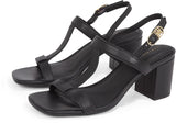 Tommy Hilfiger Sandalias Mujer Leather Block Heel con tacón, Negro (Black), 36