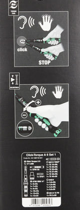 WERA-05130110001-Click-Torque A 6 Set 1 - Llave dinamomé. con puntas+vasos en caja textil