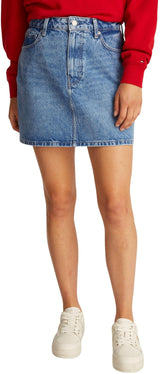 Tommy Hilfiger Falda Vaquera Mujer Mini Ali Minifalda, Azul (Ali), 38