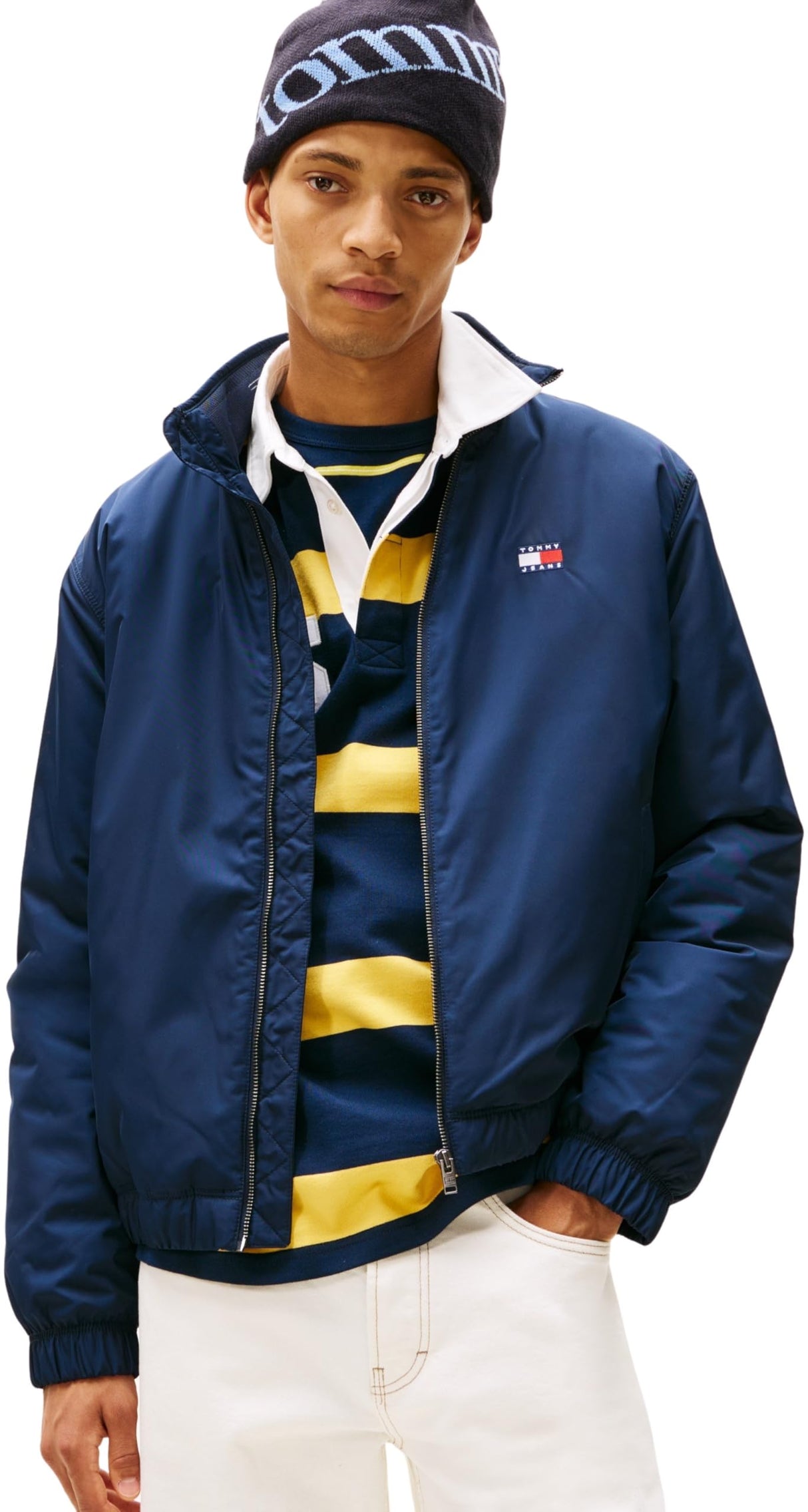Tommy Jeans Cazadora de entretiempo Hombre Essential Padded con cuello alto, Azul (Dark Night Navy), L