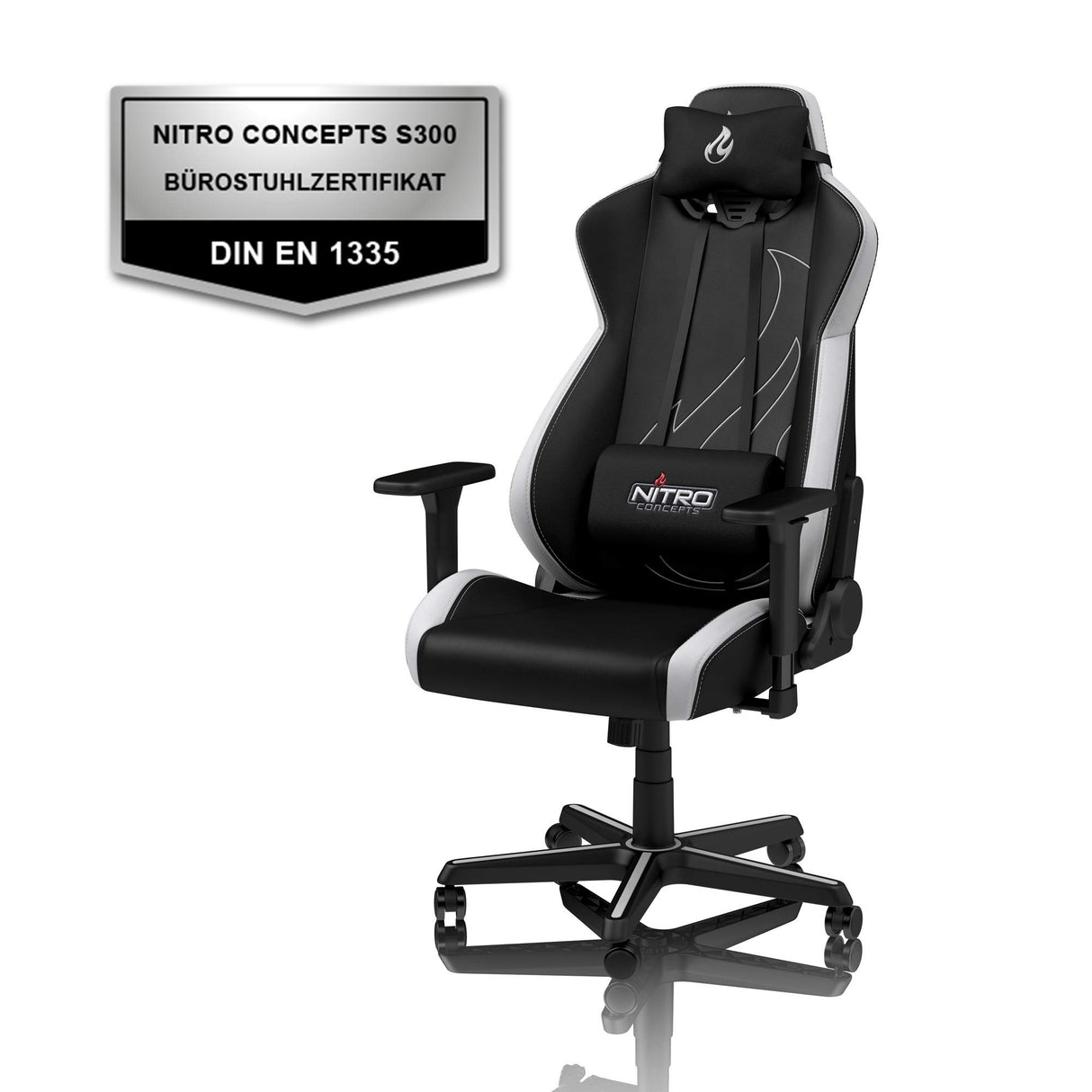 NITRO CONCEPTS Silla, Piel sintética de Poliuretano, Radiant White, 56 x 57 x 140 cm