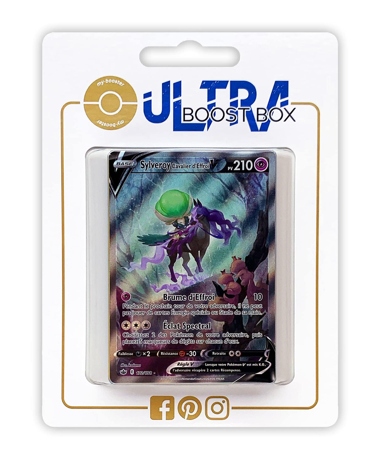 Sylveroy Cavalier d’Effroi V (Calyrex Jinete Espectral V) 172/198 Alternativo Pokémon Gallery - Ultraboost X Epée et Bouclier 6 Règne de Glace - Box de 10 Cartas Pokémon Francés