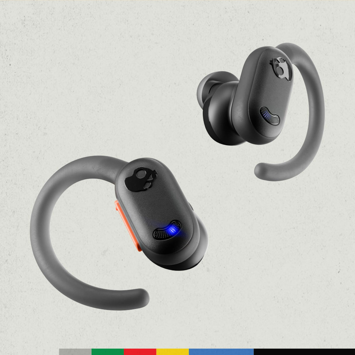 Skullcandy Push ANC Active Auriculares In-Ear Inalámbricos, 58 h de Autonomía, Impermeabilidad IP67, Carga Inalámbrica, Micrófono, Compatibles con iPhone y Android. True Black/Orange