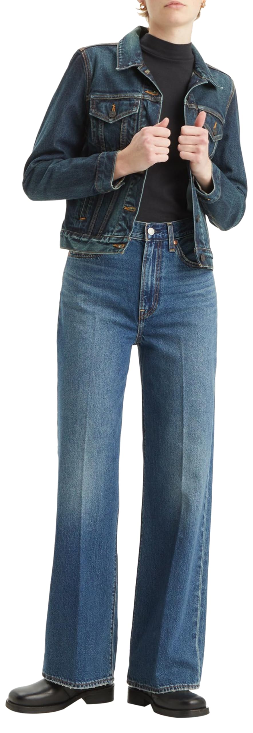 Levi's Pierna Ancha Ribcage H223 Jeans, Polar Perimiter, 27W x 32L para Mujer