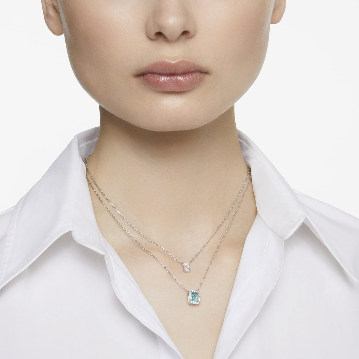 Swarovski Collar Millenia para Mujer, Cristal Color Menta, en Baño de Rodio, Colección Millenia de Swarovski
