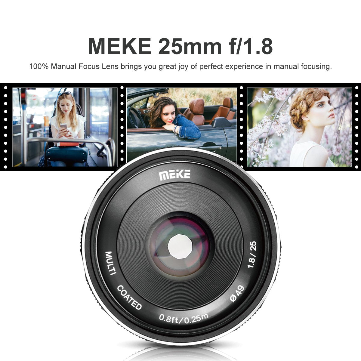 Meike Lente Gran Angular de Gran Apertura de 25 mm f/1.8 Lente de Enfoque Manual para cámaras Sony sin Espejo Emount