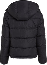 Calvin Klein Cazadora acolchada Mujer Matte Short Puffer con capucha, Negro (Ck Black), 3XL