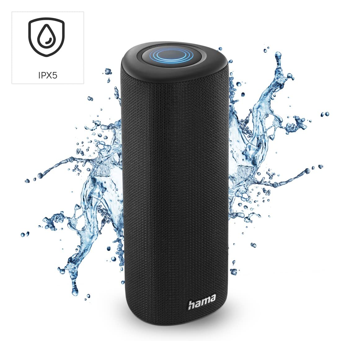 Hama | Altavoz Bluetooth Pipe 3.0 (Altavoz Inalámbrico, Portátil, con Luz LED, 24W, 14h de Autonomía) Color Negro