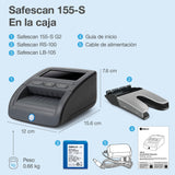 Detector de billetes falsos portátil Safescan 155-S completo para verificar rápidamente billetes - Detector billetes falsos con 7 puntos de detección - Detector de billetes falsos 100% fiable
