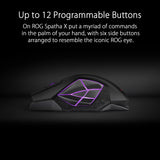 ASUS ROG SPATHA X Ratón Gaming Inalámbrico (conectividad por cable y RF de 2,4 GHz, soporte de carga, 12 botones programables, 19 000 DPI, interruptores intercambiables, ROG Paracord y Aura Sync)